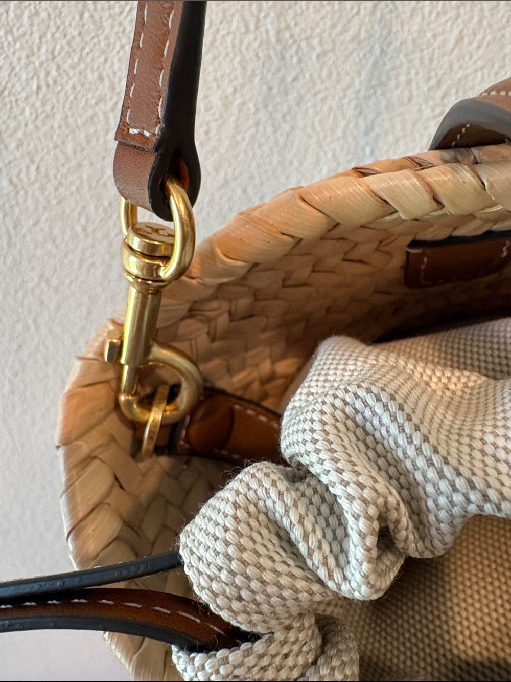 Tory Burch Natural Woven Straw Tote with Brown Leather Trim - Picture 4 of 12